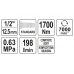 Pneimatiskā triecienatslēga 1/2" 1700 Nm (YT-09544)