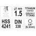 Sešstūra uzgaļa metāla urbis 6,3 mm (1/4 collas)  HSS-TiN | 1,5 mm (YT-44750)