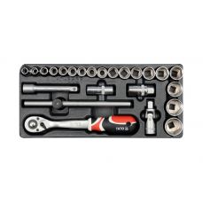 Набор инструментов для тележек-головки 1/2" с ручками 24шт. (YT-5537)