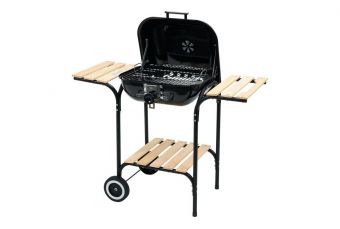 GARDEN BBQ GRILL, LID&SHELFES, 47X47CM (99581)