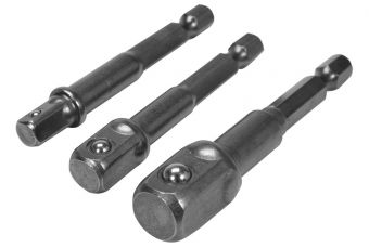 Комплект адаптеров для электрических сверл | 6,3 мм (1/4") привод | 6,3 мм (1/4") / 10 мм (3/8") / 12,5 мм (1/2") | 3 шт. (YT-04685)