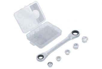 Ключ с храповым механизмом с двусторонним концом и набором переходников | 8-19 мм | 6 шт. (71016)