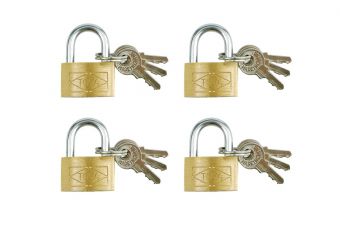 Замки навесные латунные никел. 25мм 4шт (77603)