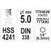 Sešstūra uzgaļa metāla urbis HSS-TiN 6,3 mm (1/4 collas) | 5,0 mm (YT-44761)