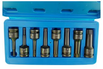 Комплект ударных насадок 12,5 мм (1/2 ") | Шлицевой (XZN) M5 - M18 | 9 шт. (S1102)