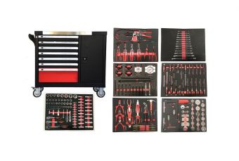 Инструментальный шкаф на колесах с инструментами 7 ящиков / 1 дверь 298 инструментов (YSD-002)