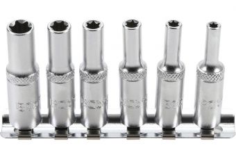 Набор торцевых головок E-Type | глубокие | 6,3 мм (1/4") привод | E4 - E10 | 6 шт. (6403)