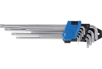 L veida atslēgu komplekts | īpaši garš + īpaši īss | T-Star (Torx) T10 - T50 | 9 gab. (9375)