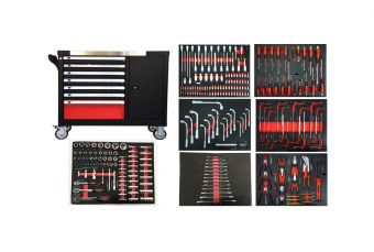 Instrumentu skapis uz riteņiem ar instrumentiem 7 atvilktnes / 1 durvis 298 instrumenti (YSD-001)