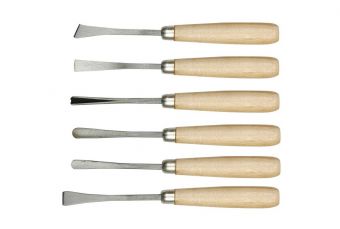 Стамески фигурные деревяной ручкой в наборе | 6 шт. (25700)