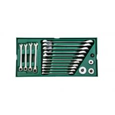 Kombinēto uzgriežņu atslēgu komplekts ar sprūdratu 19gab. (S09908)