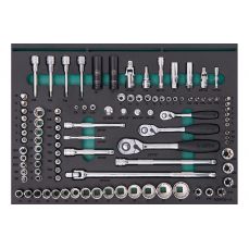 Paplāte. Kombinēto uzgriežņu atslēgu komplekts ar sprūdratu 19gab. (S09925)