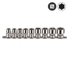 Muciņu komplekts FORCE 6-malu. (9–19 mm) 9 gabali 3/8" (3093)