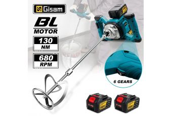 Аккумуляторная бетономешалка 6-скоростная, бесщеточная, для цемента, раствора, штукатурки, смесителя, краски (al-bt345)