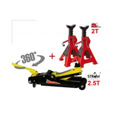 Komplekts: Hidrauliskais velmēšanas domkrats 2.5t + Pastiprināts drošības statīvs 2T, 2 gab BIG RED