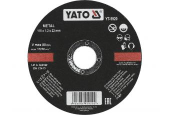 Metal cutting discs 115x1.2x22 mm (YT-5920)