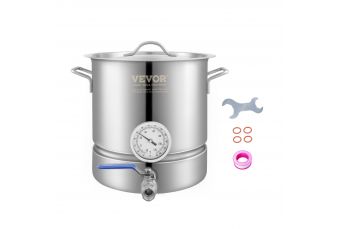 Stainless Steel Kettle, 5 GALLON Brewing Pot, Tri Ply Bottom for Beer, Brew Kettle Pot for Beer Brewing, Home Brewing Supplies Includes Lid, Handle, Thermometer, Ball Valve Spigot (vev-3dc6)