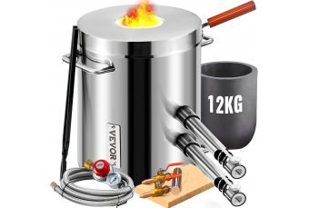Propāna kausēšanas krāsns 12KG: Kausēšanas krāsns komplekts ar diviem degļiem 1482℃ (vev-bb27)