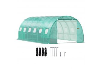 Tuneļveida siltumnīca 3.00x6.00x2.10m ar cinkota tērauda stīpām, zaļa (vev-494c)