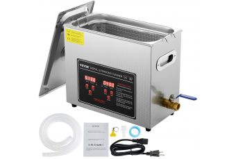 Ultrasonic Cleaner with Digital Timer & Heater, Professional Ultra Sonic Jewelry Cleaner, Stainless Steel Heated Cleaning Machine for Glasses Watch Rings Small Parts Circuit Board (6L) (vev-b30e)