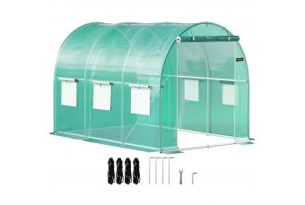 Туннельная теплица 2.00x3.00x2.00м с обручами из оцинкованной стали, зеленая (vev-29fc)